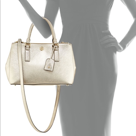 Tory Burch Robinson Metallic Mini Double Zip Bag - Picture 16 of 16